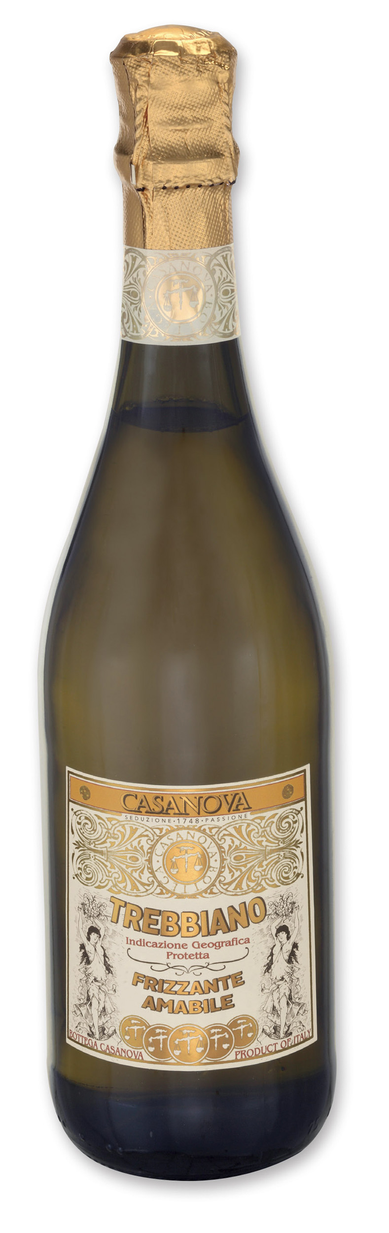 Trebbiano Sparkling Semi-sweet 750 ml Casanova, bottle.