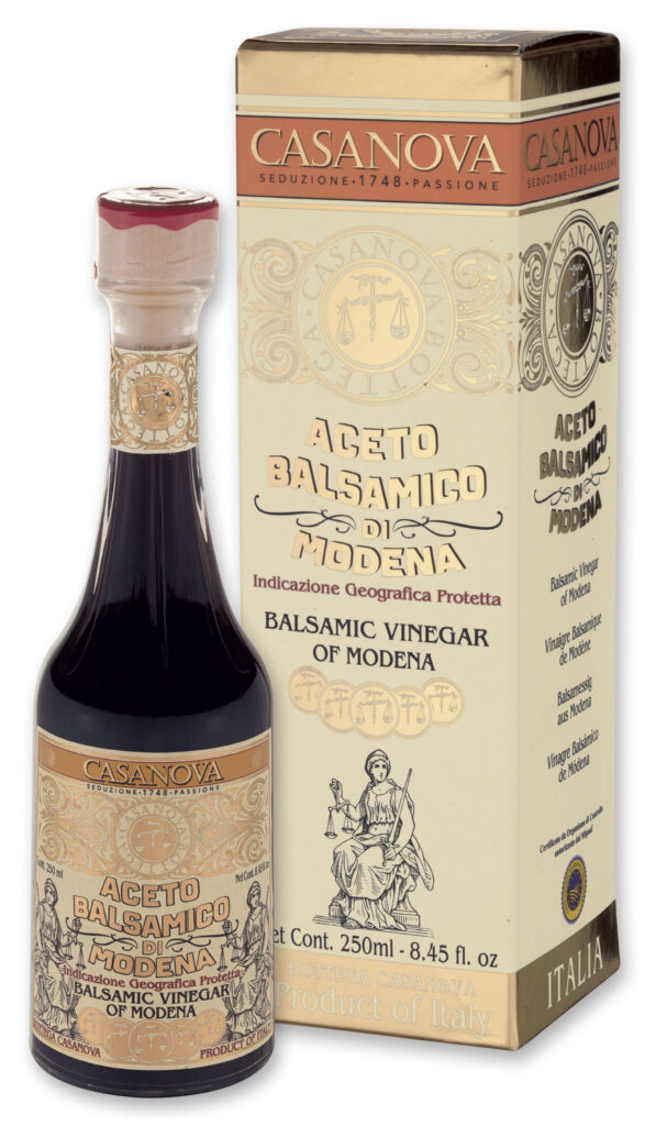 Vintage Aceto Balsamico di Modena IGP Qualità 10 250 ml Casanova, bottiglia con astuccio.