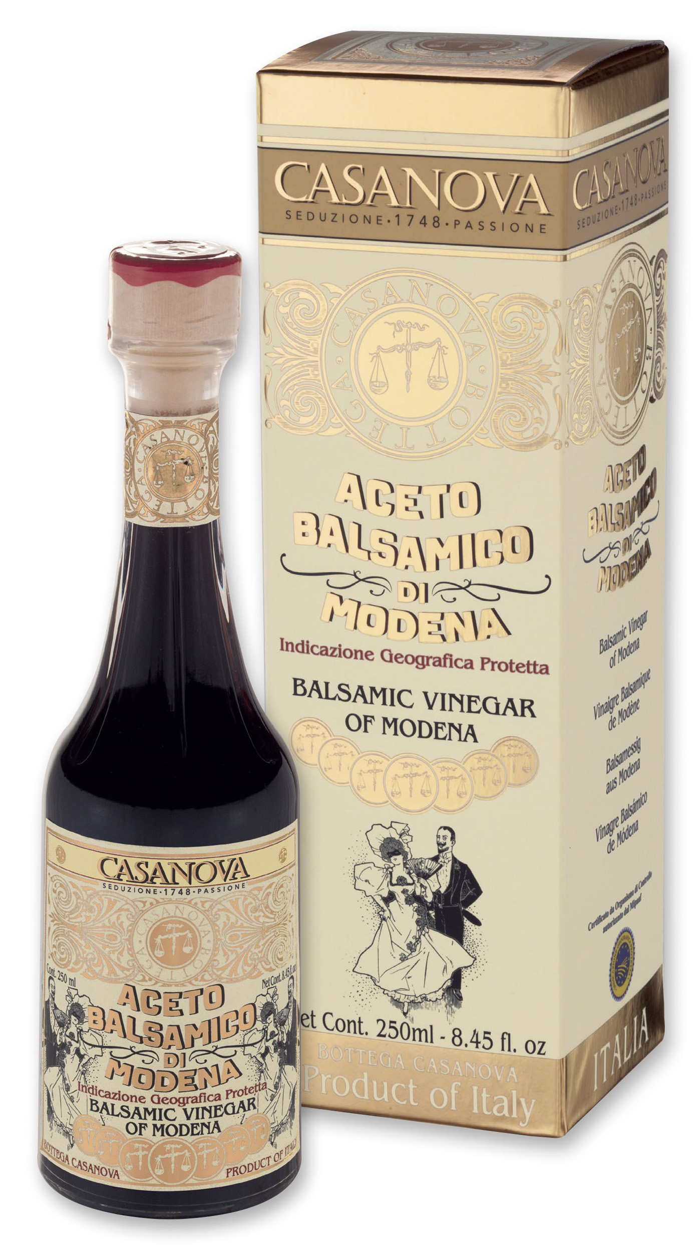 Vintage Aceto Balsamico di Modena IGP Qualità 15 250 ml Casanova, bottiglia con astuccio.