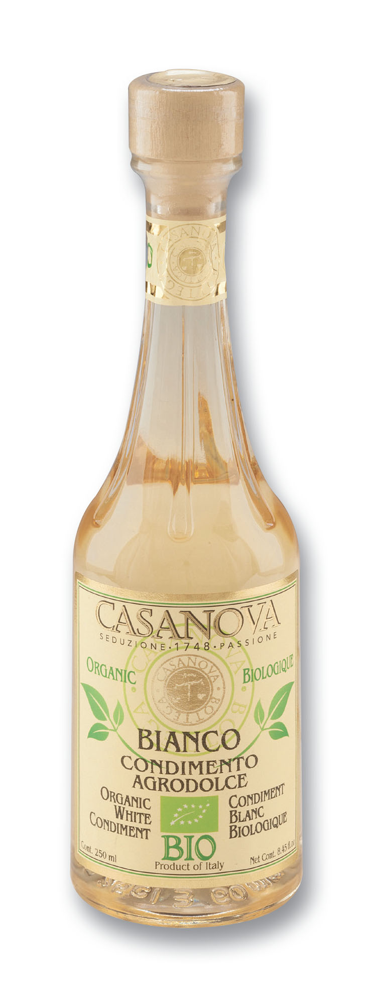 Condimento Bianco Agrodolce Bio 250 ml Casanova, bottiglia.