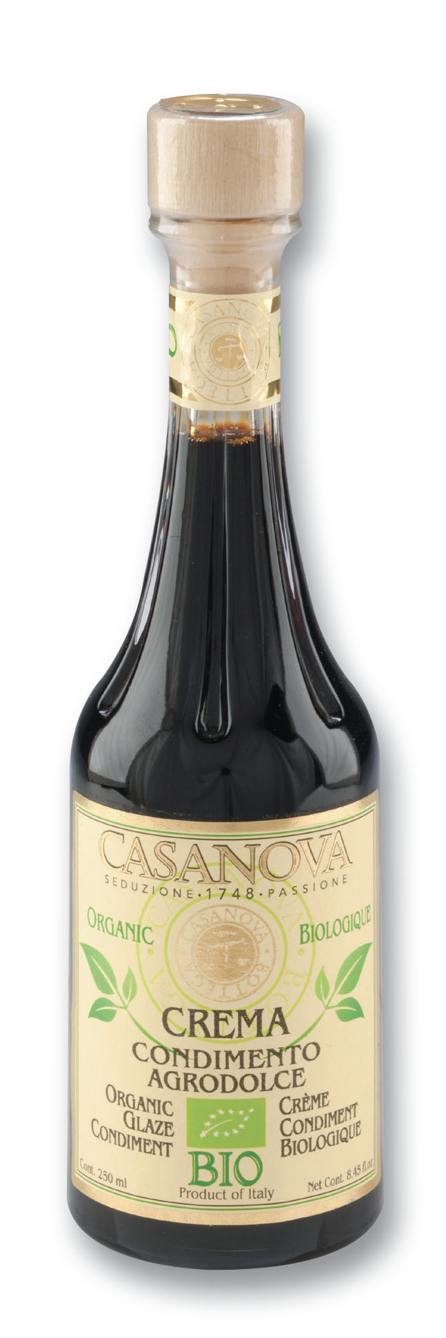 Crema Condimento Agrodolce Bio 250 ml Casanova, bottiglia.