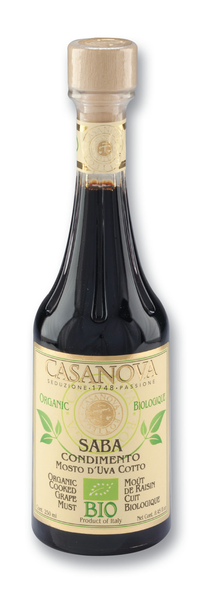 Saba Condimento Bio 250 ml Casanova, bottiglia.